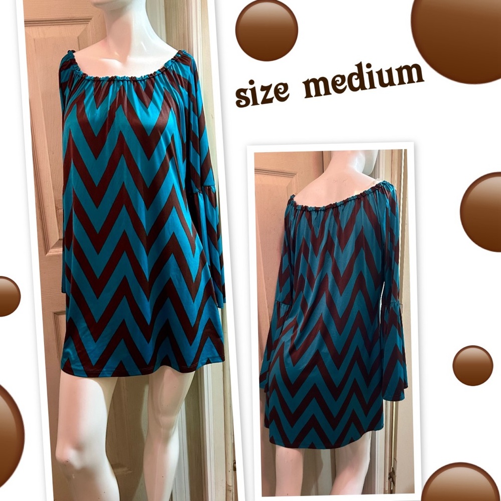 Blue and Brown Chevron Dress